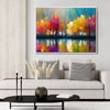 1 piece white frame abstract trees and reflection wall art print in the living room