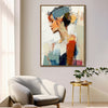 light oak color frame wall art women painting in the living room