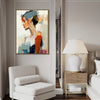 light oak color frame wall art women painting above the sofa