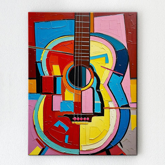 wall art painting colorful abstract guitar