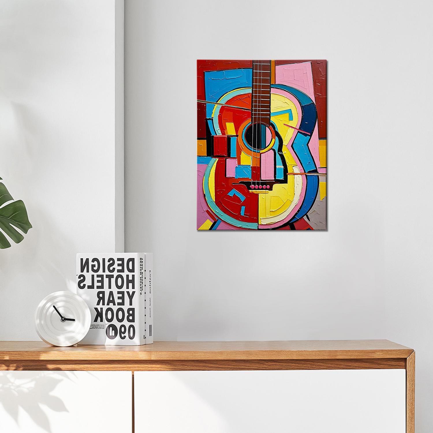 wall art painting colorful abstract guitar