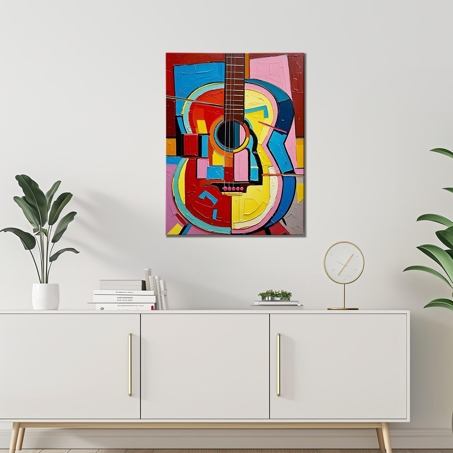 living room wall art painting colorful abstract guitar