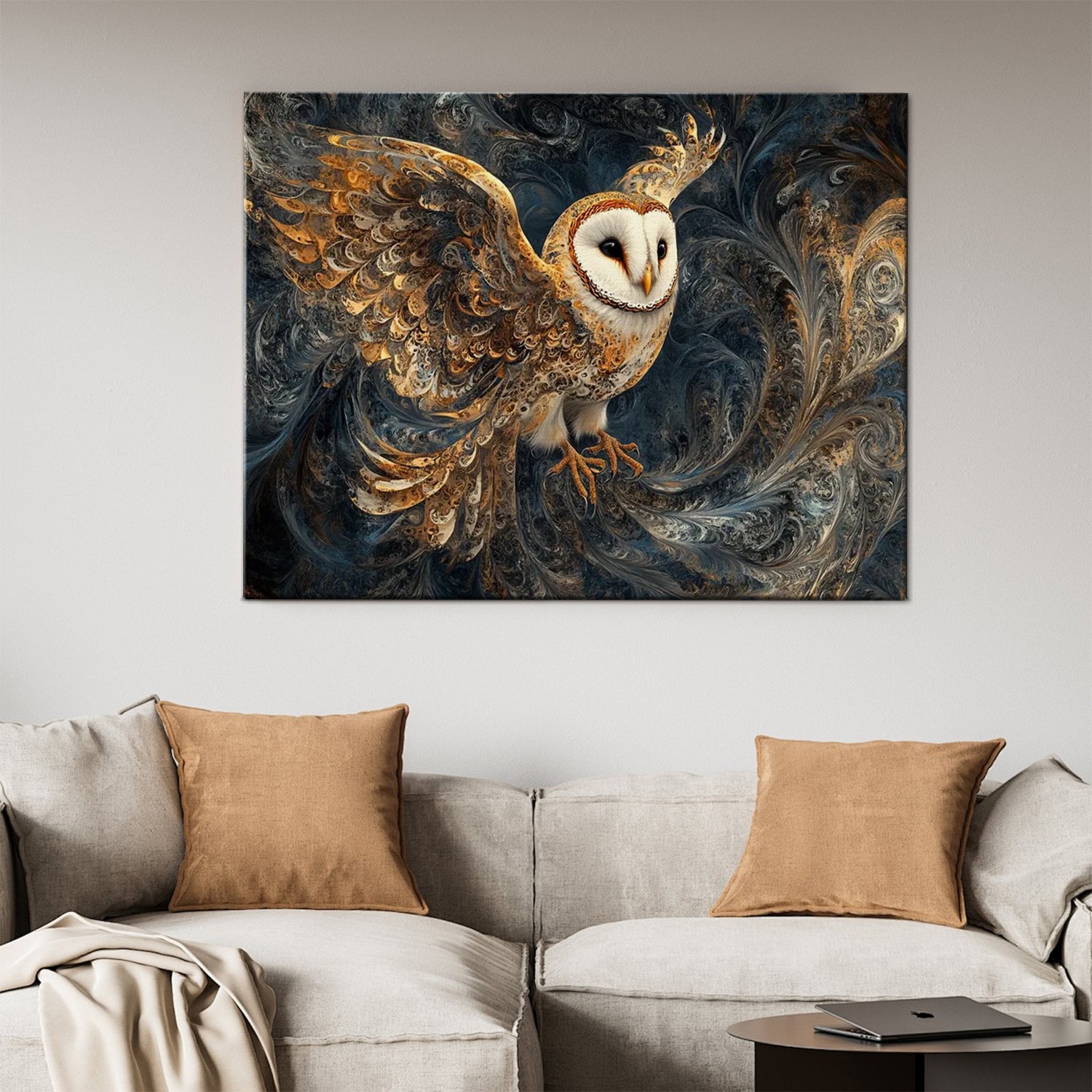 wall art print flying owl,living room decor