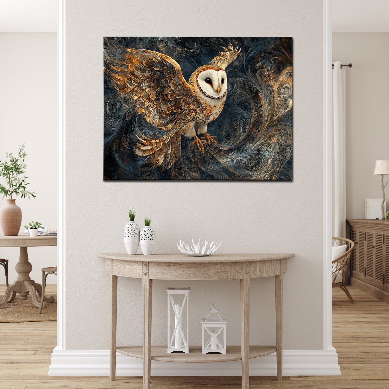 wall art print flying owl,living room decor