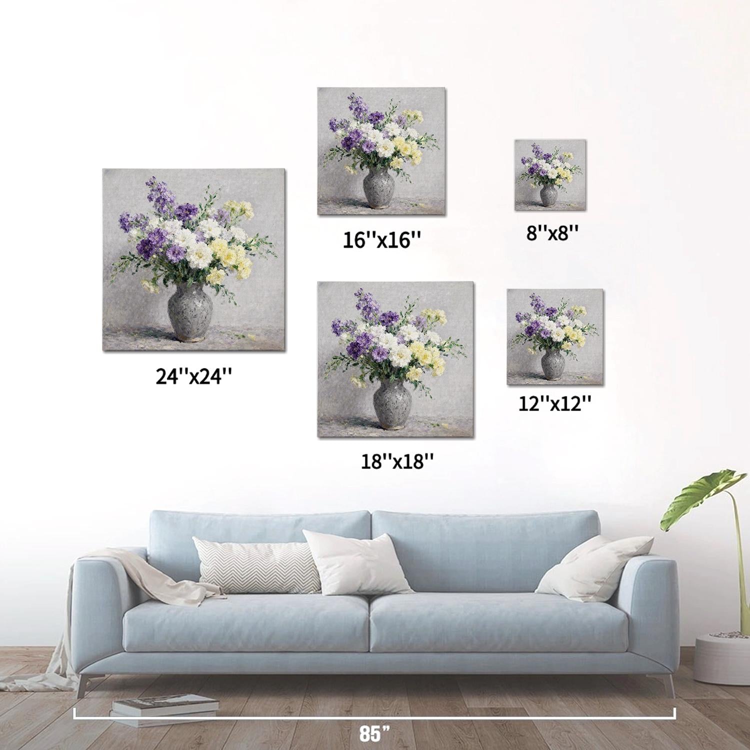 different size wall art colorful flowers