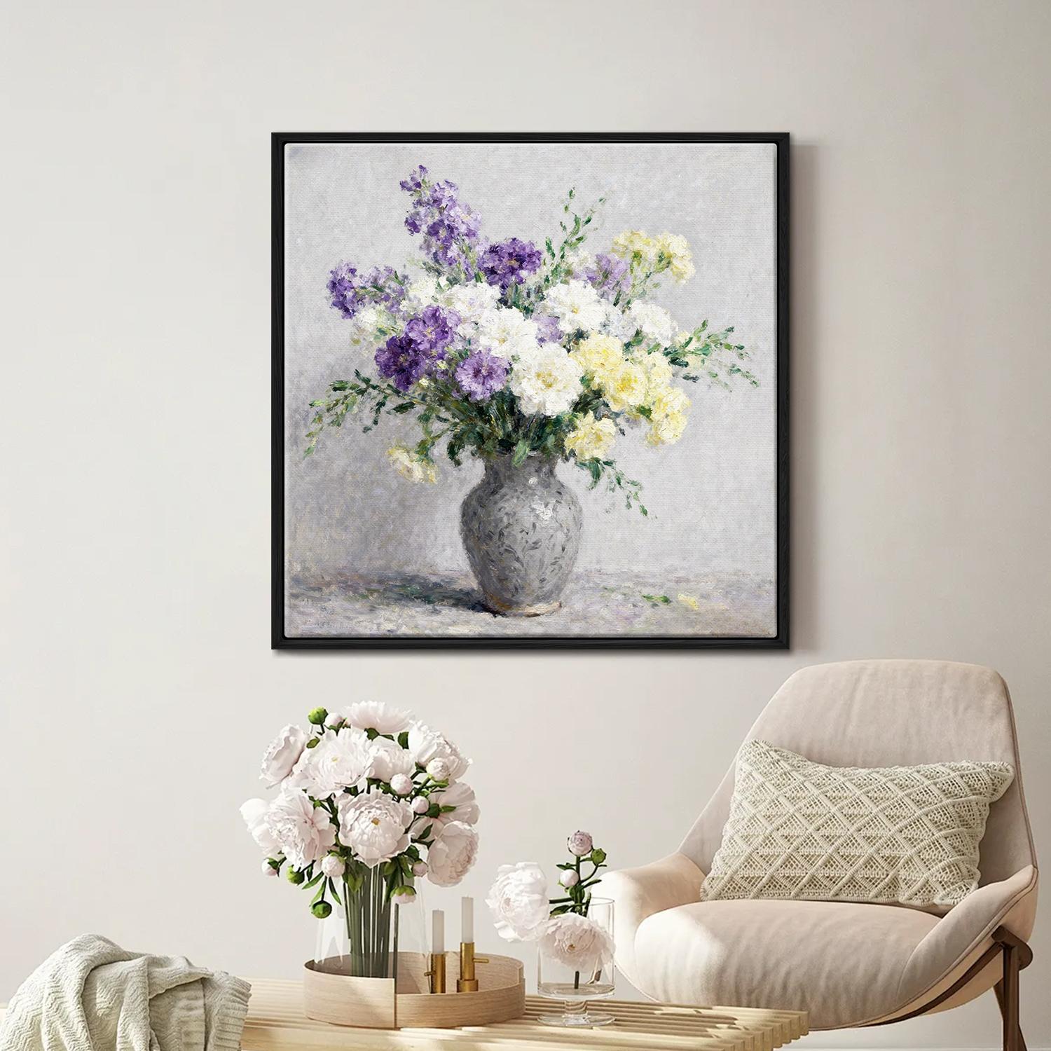 black frame wall art colorful flowers