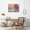 gold frame wall art painting depicting colorful forest