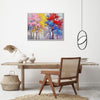 white frame wall art painting depicting colorful forest
