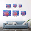 different size wall art painting depicts the magnificent scene of colorful waves surging.