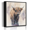 wall art black frame canvas,a yak standing in water