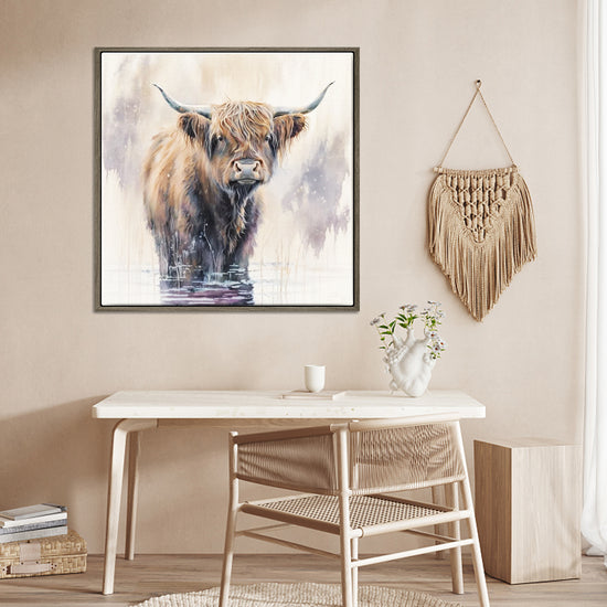 wall art coffee frame canvas,a yak standing in water,living room decor