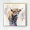 wall art gold frame canvas,a yak standing in water