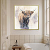 wall art gold frame canvas,a yak standing in water,bathroom decor