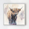 wall art white frame canvas,a yak standing in water