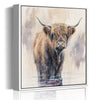 wall art white frame canvas,a yak standing in water