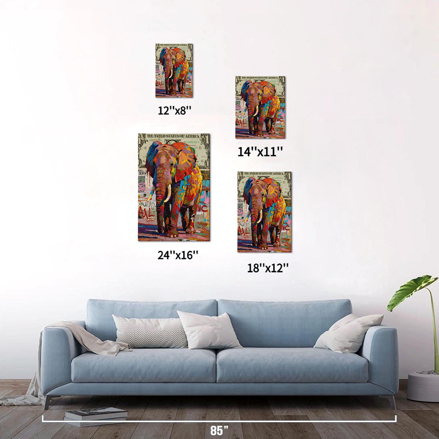 different size wall art canvas graffiti art elephant