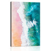 wall art canvas depicts pink sand beach and white waves
