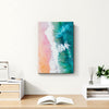 wall art canvas depicts pink sand beach and white waves