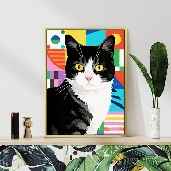 gold frame wall art canvas pop cat