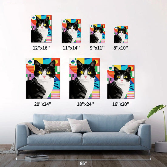 different size wall art canvas pop cat