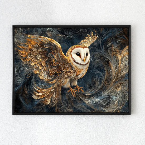 wall art print flying ow black frame