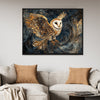 wall art print flying owl black frame living room decor