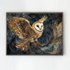 wall art print flying owl coffee frame