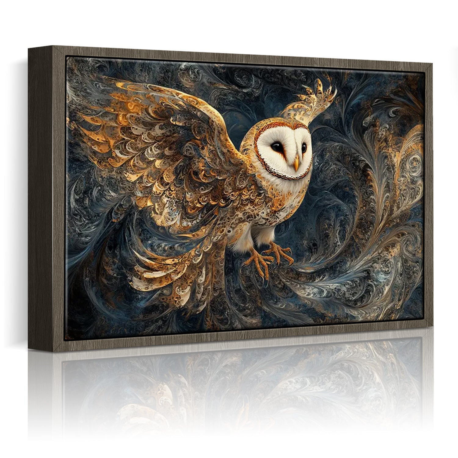 wall art print flying owl coffee frame