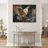 wall art print flying owl black frame living room painting