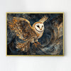 wall art print flying owl gold frame