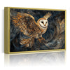 wall art print flying owl gold frame