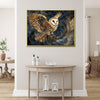 wall art print flying owl gold frame living room painting