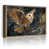 wall art print flying owl light oak frame