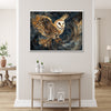 wall art print flying owl white frame ,living room decor