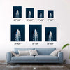 different size wall art canvas depicts a white yacht sails on the deep blue sea