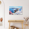 wall art canvas hang on the wall depicts santorini scenery