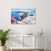 wall art canvas hang on the wall depicts santorini scenery