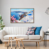 light oak color frame wall art canvas santorini scenery