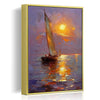 gold frame wall art canvas sailboat on the sea at sunset