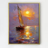 gold frame wall art canvas sailboat on the sea at sunset