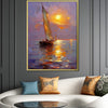 gold frame sailboat on the sea at sunset canvas print