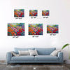 different size wall art canvas painting depicts a colorful sea of flowers