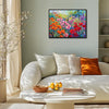 black frame wall art canvas painting depicts a colorful sea of flowers