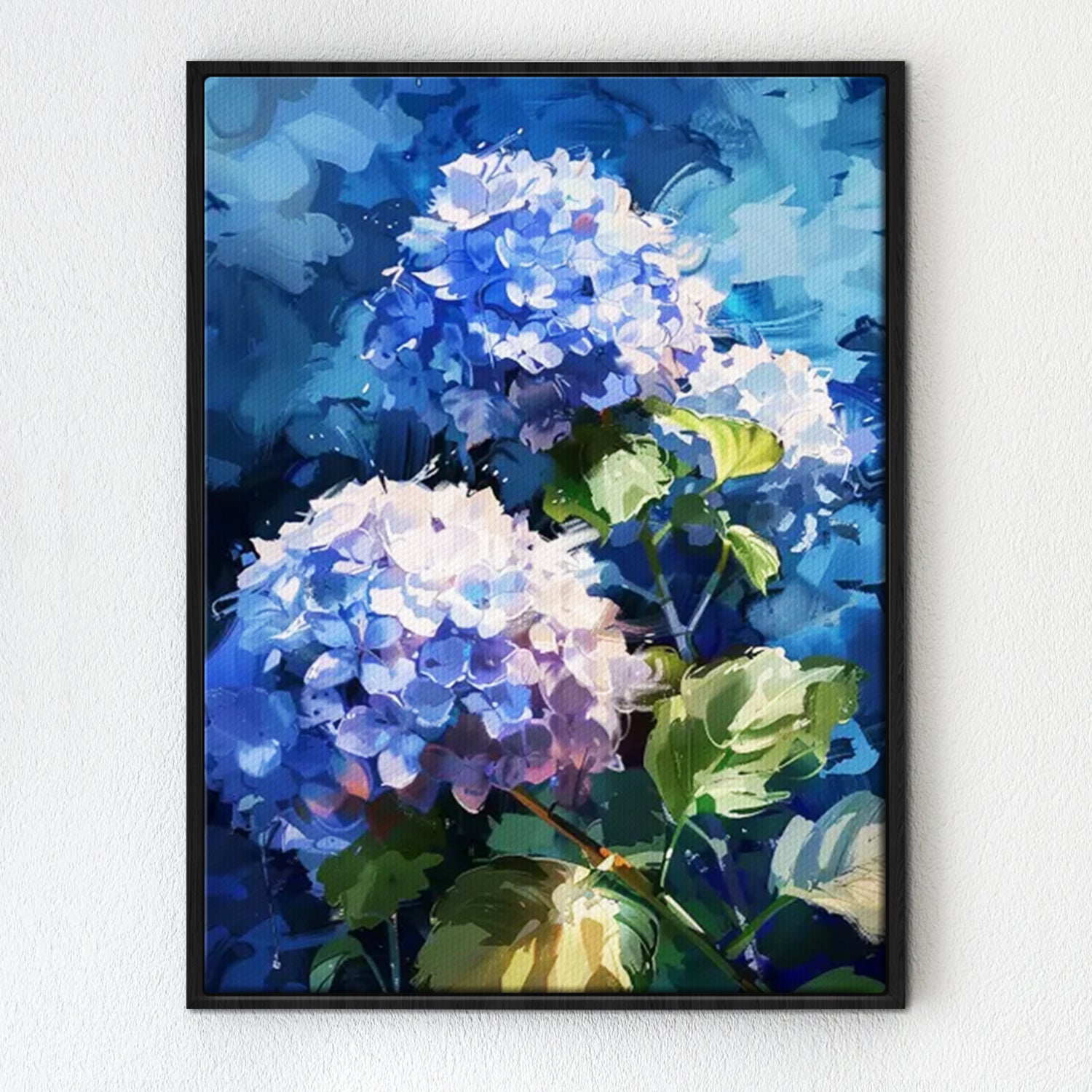 A black frame hydrangea wall art painting 