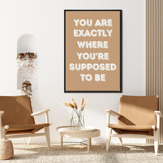 black frame motivational poster wall art canvas in the living room
