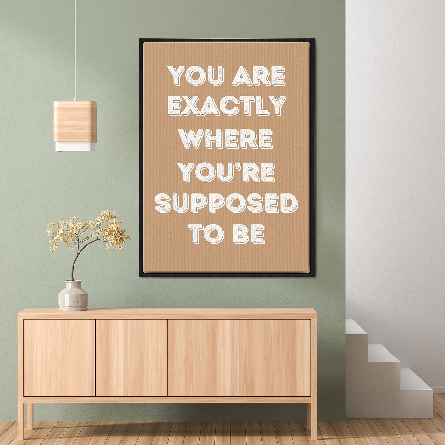black frame motivational poster art canvas hanging on the wall