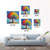 different size wall art painting shows a colorful rainbow tree
