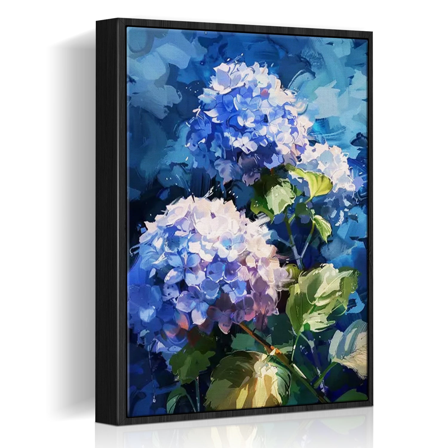 black frame hydrangea wall art canvas