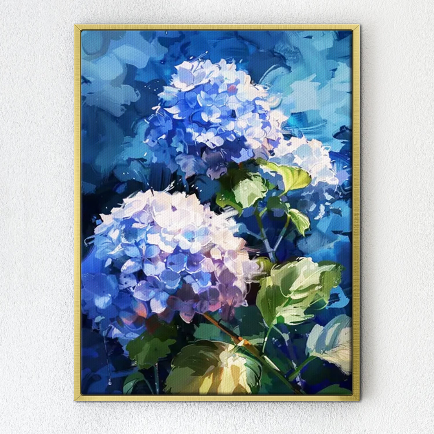 gold frame hydrangea wall art painting