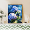 light oak frame hydrangea wall art canvas on the table